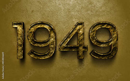 3D dark golden number design of 1949 on cracked golden background.