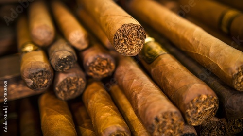 Close up image of Cuban cigars, cigar lounge.