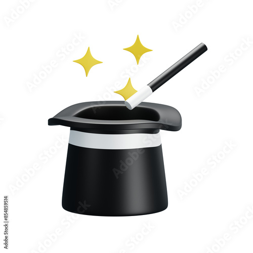 magician hat 3D illustration.