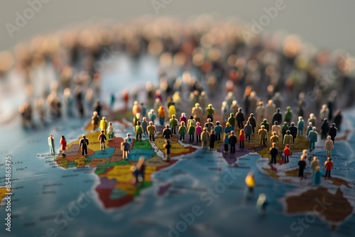 People on the world map. Modern society. World Population Day.