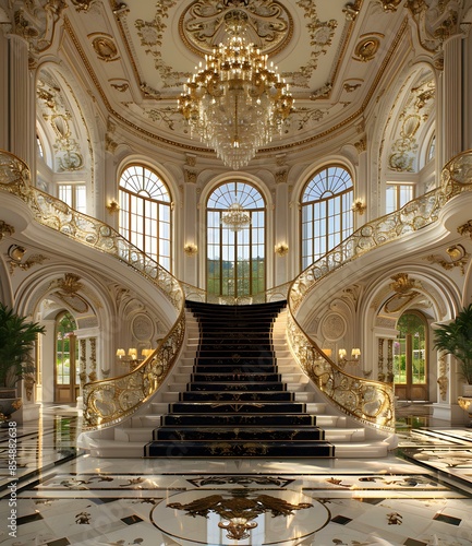 Grand Staircase in a Luxurious Mansion