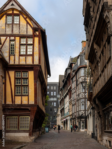 A view of the half-timbered houses in Rouen, France