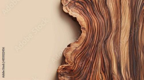 Close-up of polished wooden texture with natural grain patterns, studio shot. Rustic interior decor concept