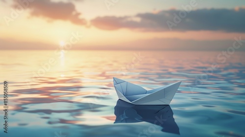 Symbolizing religion and faith, a paper boat represents Earth sailing in the vast ocean