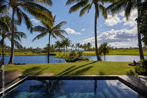 Pool Overlooking Coastal Golf Course at Hawaii Resort