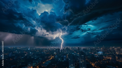 Lightning storm over city in purple light, storm, lightning, cityscape, dramatic, weather, urban, skyline, electric, energy, dramatic, atmospheric, sky, bolts, electricity, night, dark
