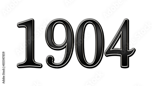 black metal 3d design of number 1904 on white background.
