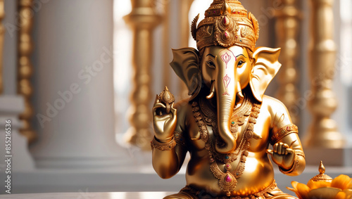 A golden statue of the god Ganesha