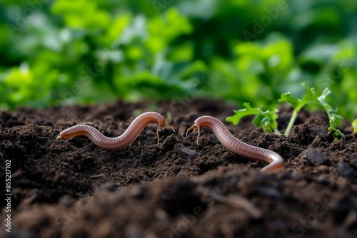 earthworms on wet soil Space for text, Unveiling the Vital Role of Earthworms in Wet Soil Environments, Harnessing Earthworm Power, Enhancing Soil Health with Their Presence