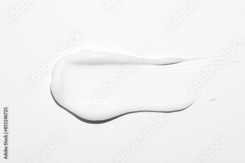 White cosmetic cream texture, skincare lotion swatch on white background. Face creme, body moisturiser, hair conditioner smear smudge stroke. Creamy beauty product closeup