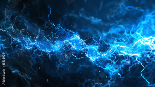 Dynamic blue electrical lightning background capturing the energy and intensity of electric currents in motion.