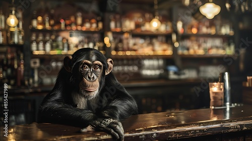 Chimpanzee in a Trendy Bar