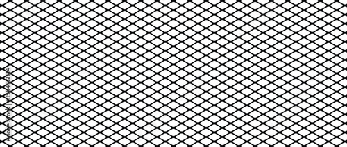 Black metal mesh seamless pattern vector illustration. Metal grid pattern. Silhouette Steel wire Chain link Fence Pattern.