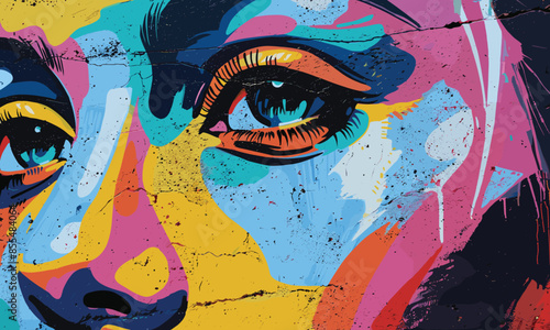 Street art graffiti of woman background, colorful vector illustration