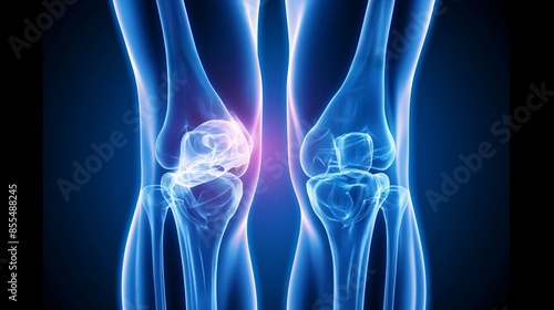 Knee X-ray with a meniscus tear highlighting a tear in the knee cartilage.