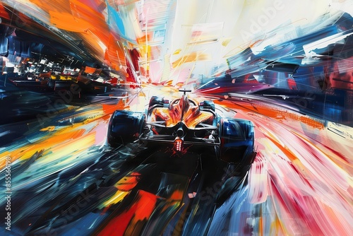 dynamic car racing scene in vibrant oil and acrylic on canvas thrilling motorsport illustration wallpaper cover art