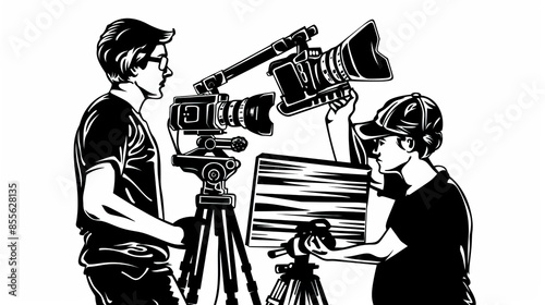 Film Crew Clapperboard Cameraman Soundman Drawing, pic of slenderman