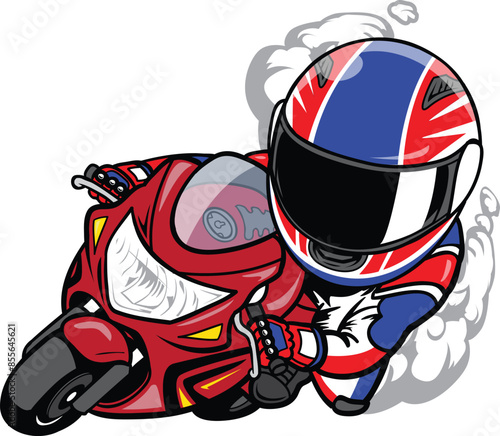 speeding motorcycle racer cartoon vector