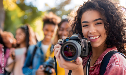 Teenagers doing holiday activities happily and having fun