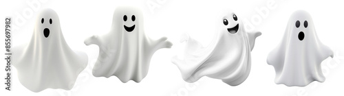 Halloween ghost png element set on transparent background