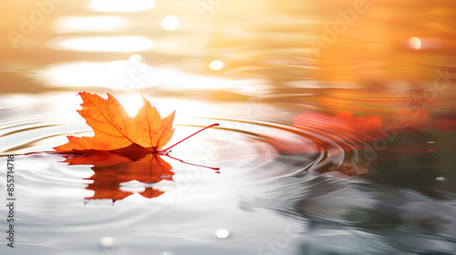 Waves of Tranquility Capturing the Stunning Reflection of a Yellow Leaf in the Water on a Bright Summer Day Showcasing the Harmony of Nature and Light