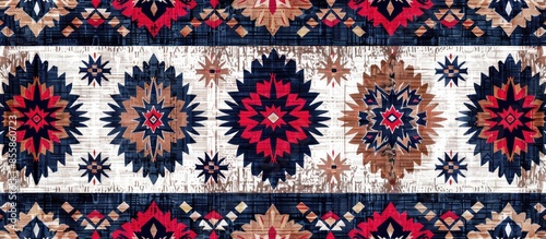 Ikat geometric folklore ornament, Tribal ethnic texture. Seamless striped pattern in Aztec style, Figure tribal embroidery, Scandinavian, Ikat pattern. with copy space image