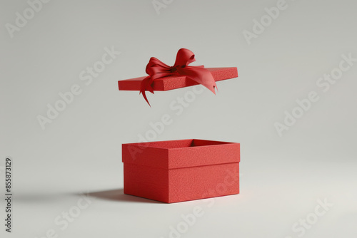 Unwrap the excitement of a bright red gift box opening to reveal an empty space. Perfect for birthdays, holidays, or anniversaries. Capture the joy of giving surprises with this festive image