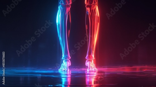 3D holographic anatomy showcase of human tibia and fibula bones