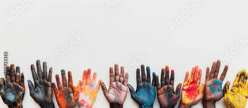 Stop racism. No place for racism. Anti-racist campaign. Abstract element design with different colors. Diversity and inclusion. Racial concept. Copy space image. Place for adding text or design