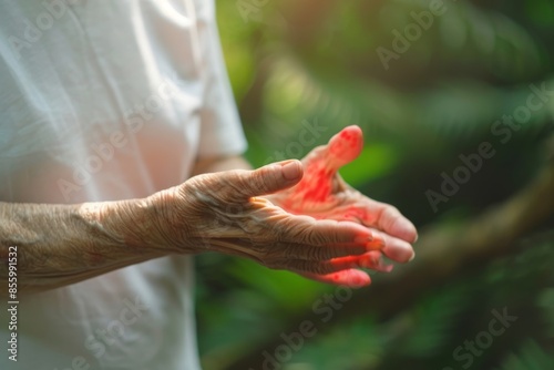 Women's hands with beriberi disease, which causes inflammation of the nerves.