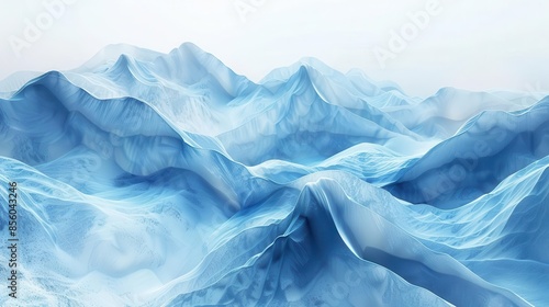 ethereal winter snowscape with undulating blue hills wavy frozen ocean effect abstract 3d render