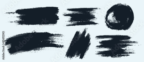 Set of glitch distorted grunge old shape. Vector black noise grunge logo. Modern trendy defect error shapes. Grunge textured. Glitch frame illustration. Collection of distressed effect vector shapes.