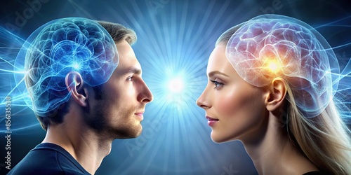 Telepathic communication between two individuals using mind reading abilities, telepathy, communication