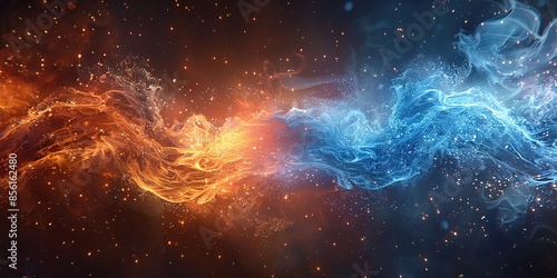 in this modern illustration you will find vs screens for sport games matches tournaments martial arts and fight battles a blue flame with sparks and glowing dust.stock illustration