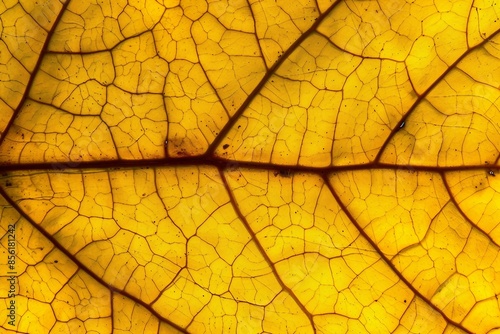 Yellow leaf texture, close-up. Abstract nature background. generative ai.