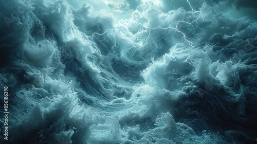 In a digital production suite, artists use sophisticated software to simulate a powerful storm, complete with lightning, heavy rain, and swirling winds. The dynamic and photorealistic effects bring