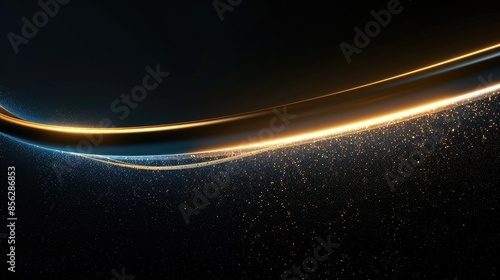 The image is a dark background with a glowing golden line running through it. The line is made up of tiny particles that are flowing in a wave-like motion. The image is very calming and peaceful.