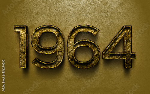 3D dark golden number design of 1964 on cracked golden background.