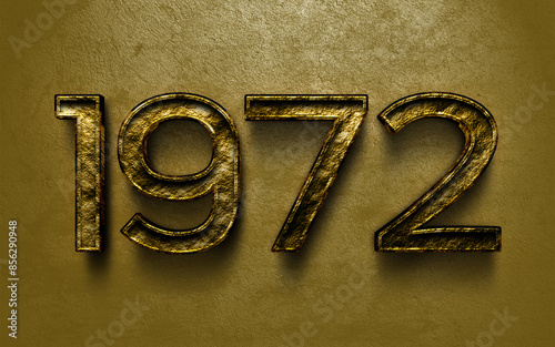 3D dark golden number design of 1972 on cracked golden background.