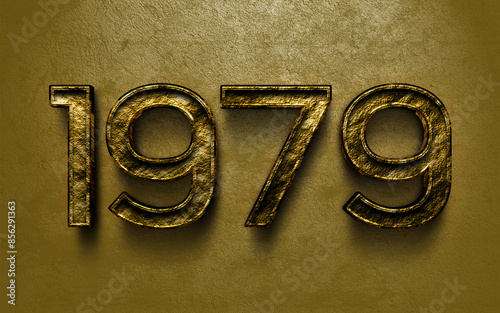 3D dark golden number design of 1979 on cracked golden background.