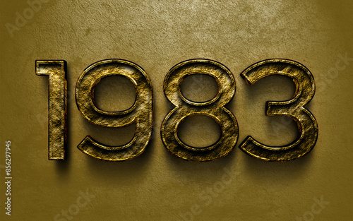 3D dark golden number design of 1983 on cracked golden background.