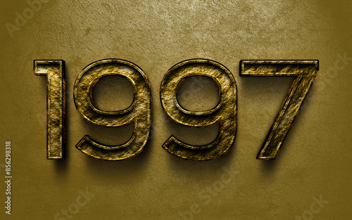 3D dark golden number design of 1997 on cracked golden background.