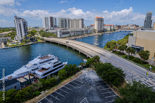 Beautiful aerial view of the Tampa bay City, it's Skyscrapers and Ybor city