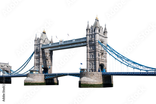 Tower Bridge in London UK cut out and isolated on transparent white background