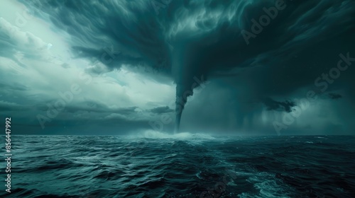 Menacing waterspout in the ocean