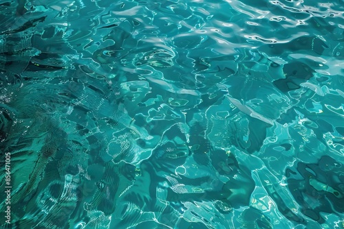 Shimmering turquoise waters captured in close-up, showcasing the textured surface and play of light