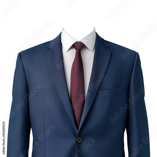 Businessman navy blue suit with maroon tie and elegant fit on transparent background clipart