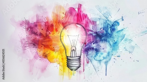 Unleash Your Imagination, Artistic Slide Background,creative light bulb explodes with colorful paint and splashes on a black background think differently creative idea concept 