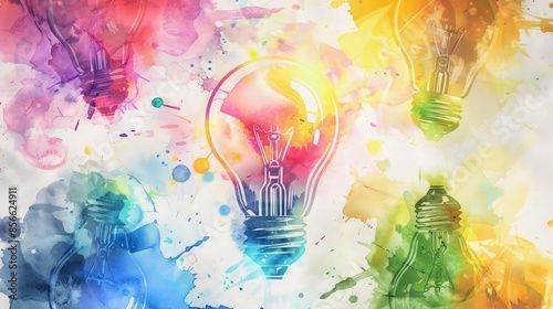 Unleash Your Imagination, Artistic Slide Background,creative light bulb explodes with colorful paint and splashes on a black background think differently creative idea concept