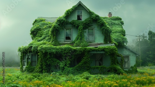 Abandoned House Overgrown by Ivy